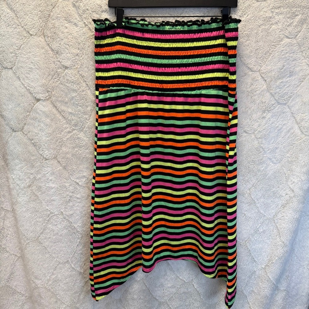 Joe Boxer Y2K Neon‎ Rainbow Stripe Tube Dress XL Mall Goth Scenecore Emo 2000s - Picture 9 of 9